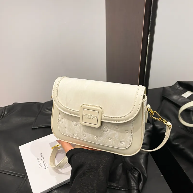 Meow In The Grass PU Crossbody Bag, Shoulder Bag Women's Cream White/Cherry Blossom Pink/Green/Black-3