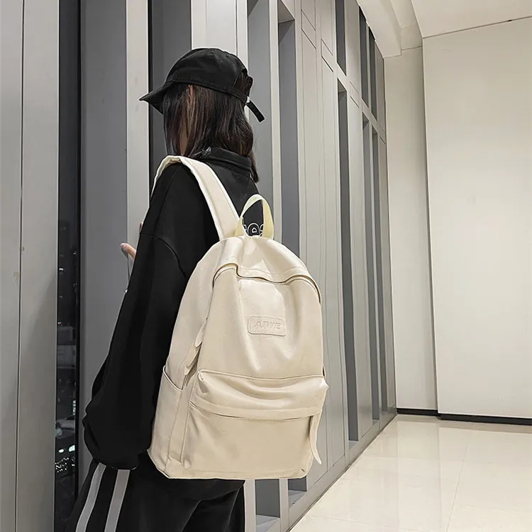Meow In The Grass PU Backpack Regular Unisex Ecru/Black/Gray-12