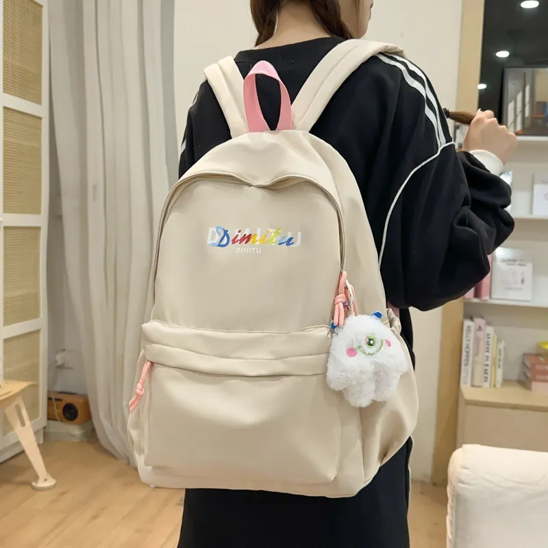 Meow In The Grass Nylon Backpack Unisex Black/White/Coffee/Navy Blue-7