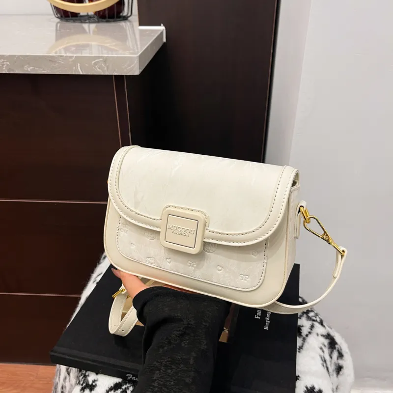 Meow In The Grass PU Crossbody Bag, Shoulder Bag Women's Cream White/Cherry Blossom Pink/Green/Black-2