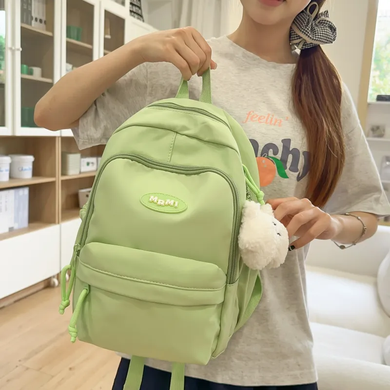 Meow In The Grass Nylon Backpack Unisex Black/White/Yellow-21