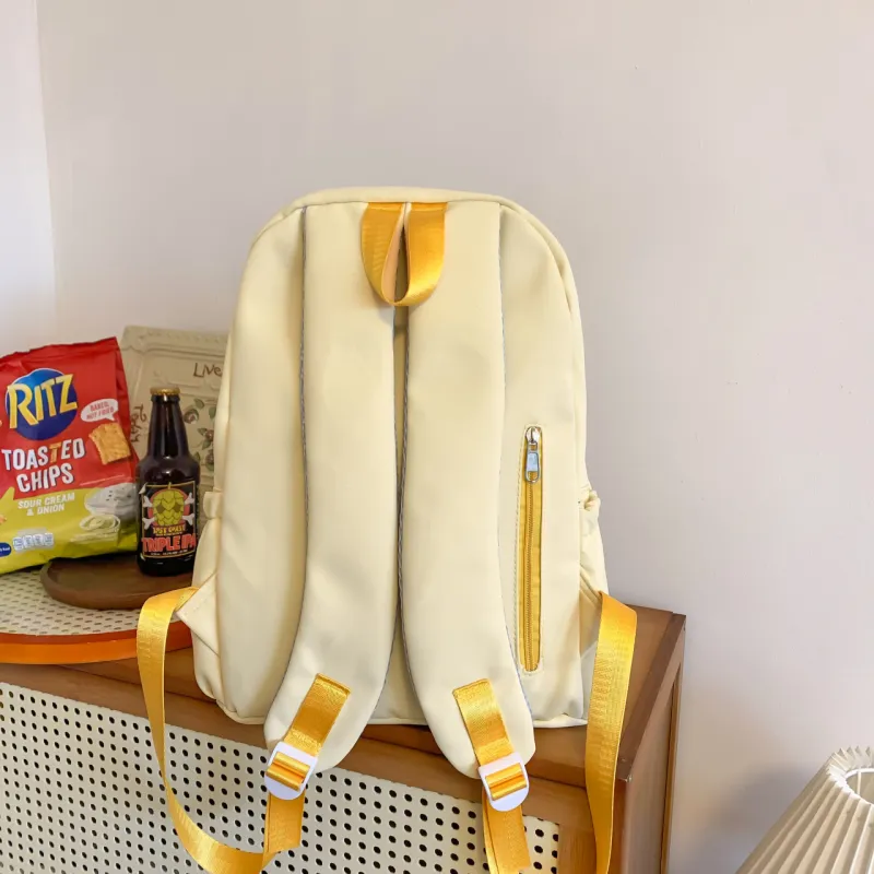 Meow In The Grass Nylon Backpack Unisex Black/Red/Gray/Yellow-16