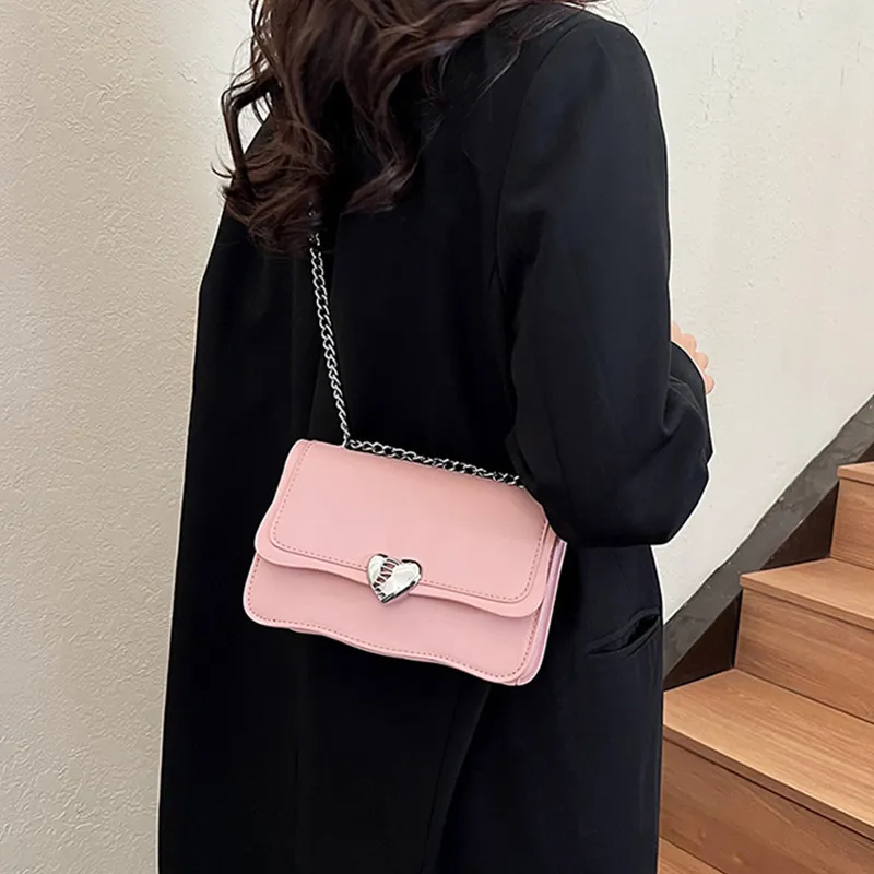 Meow In The Grass PU Small Square Bag, Shoulder Bag, Crossbody Bag Regular Women's White/Pink/Silver/Black-3