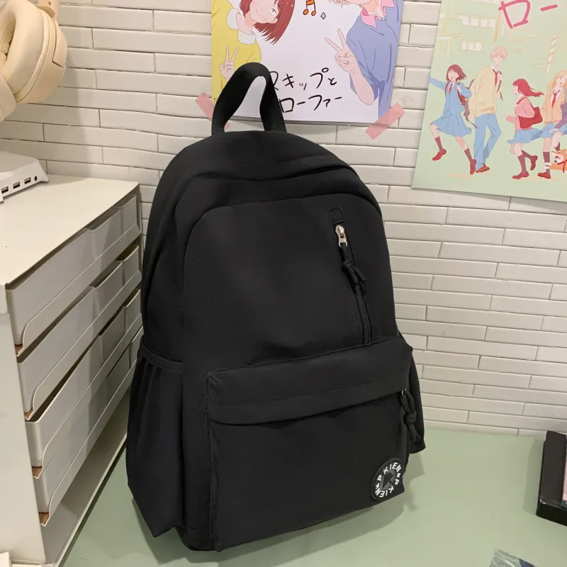 Meow In The Grass Nylon Backpack Unisex Black/Pink/Blue/Yellow/Khaki/Green/Purple-1