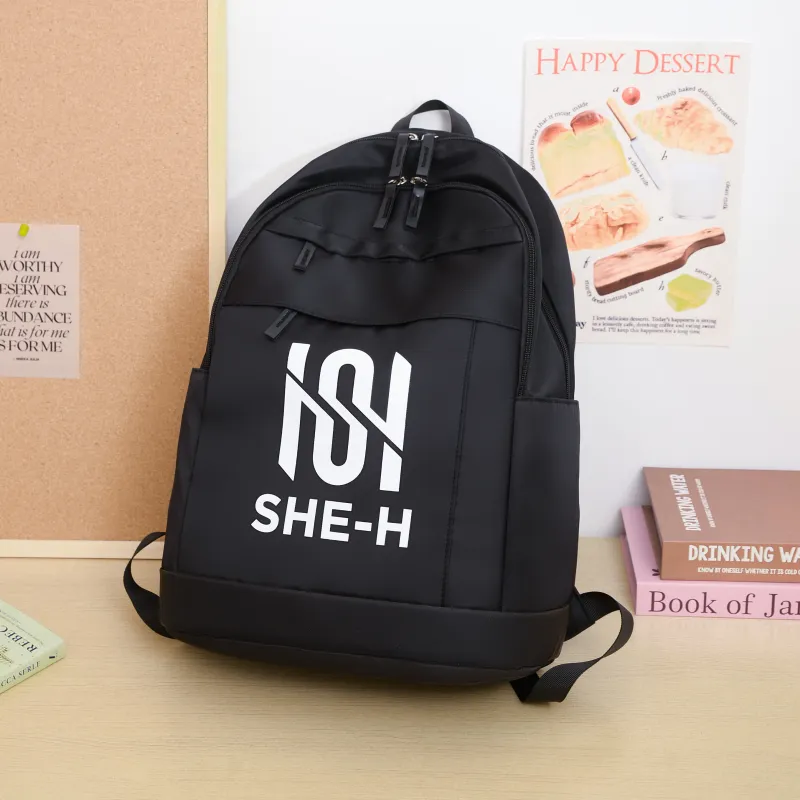 Meow In The Grass Nylon Backpack Unisex Black/Green/White-13