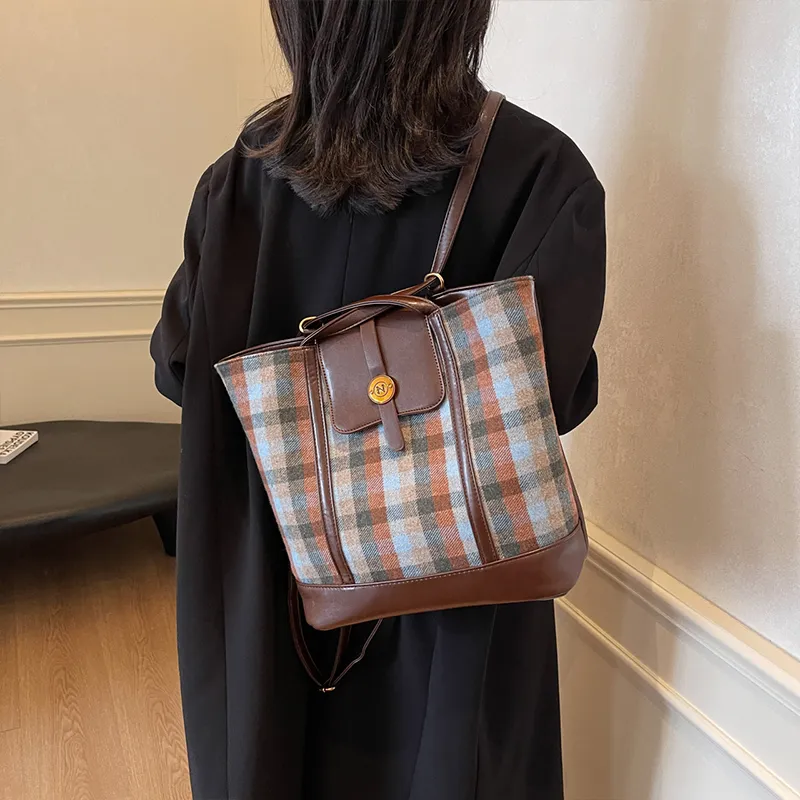 Meow In The Grass PU Crossbody Bag Shoulder Bag Regular Women's Yellow Plaid/Brown Plaid/Blue Plaid-12