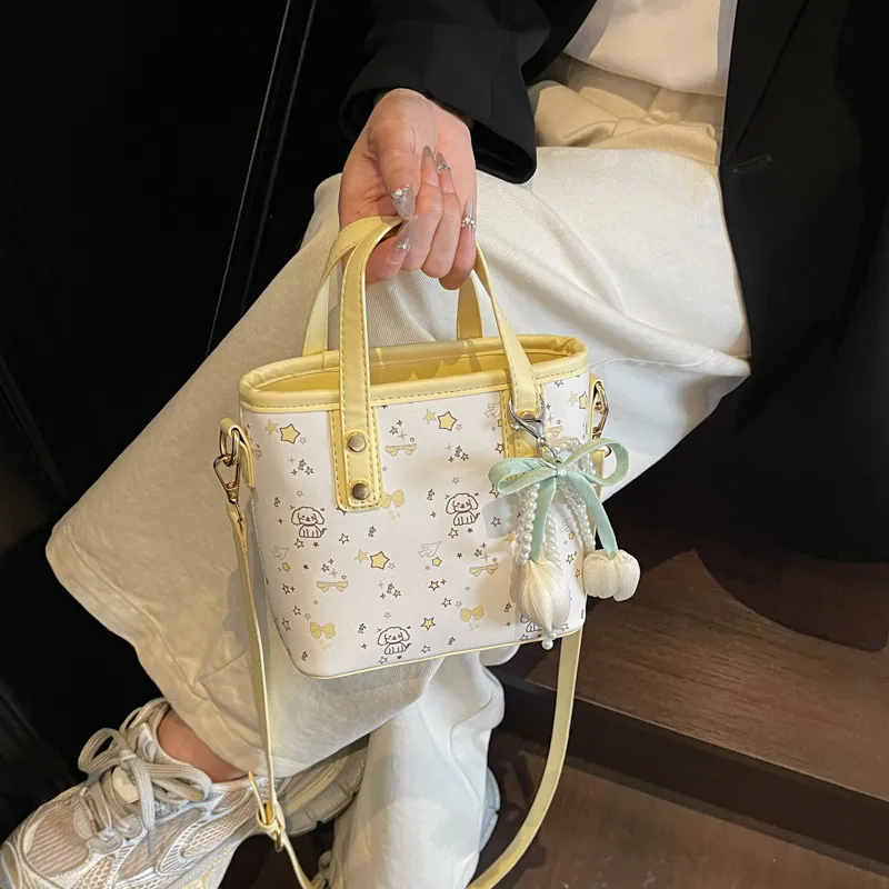 Meow In The Grass PU Shoulder Bag, Crossbody Bag, Handbag Women's Yellow/Pink-3