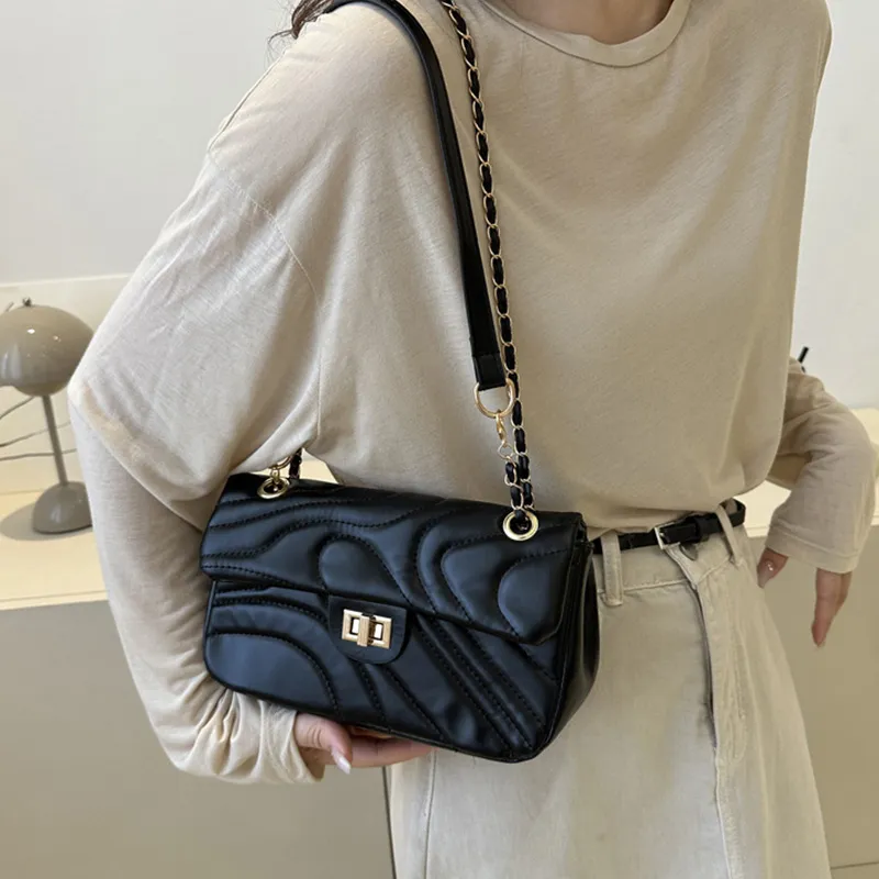 Meow In The Grass PU Shoulder Bag Women's Black/Ecru/Silver-3