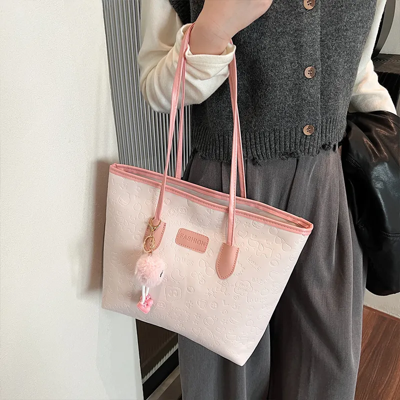 Meow In The Grass PU Shoulder Bag Regular Unisex Black/Pink/Khaki-8