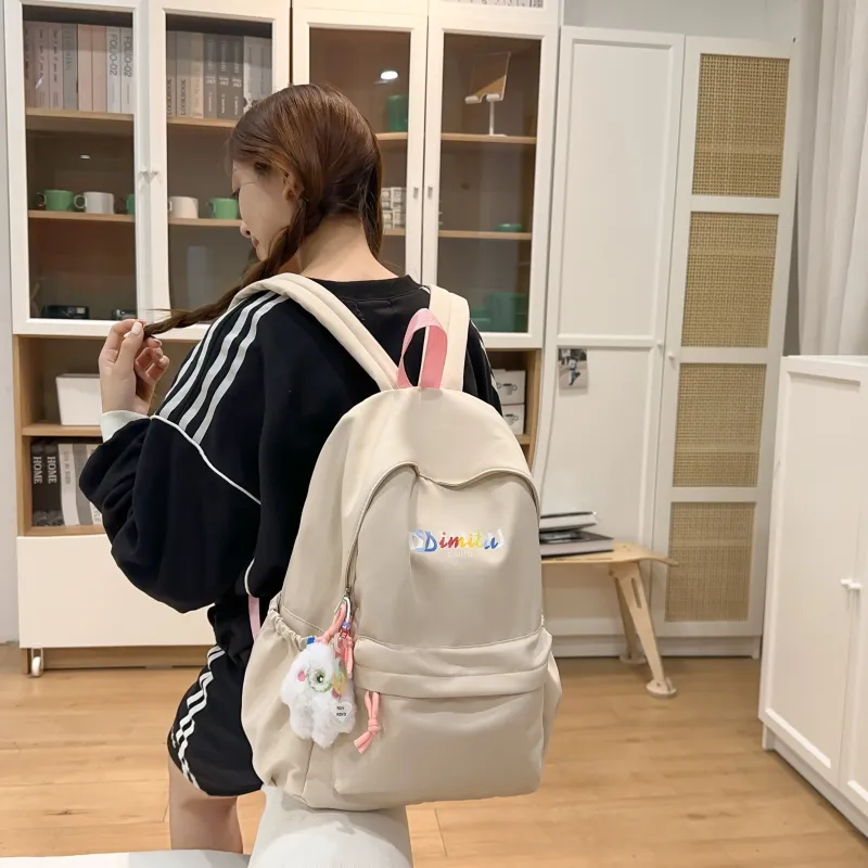 Meow In The Grass Nylon Backpack Unisex Black/White/Coffee/Navy Blue-6