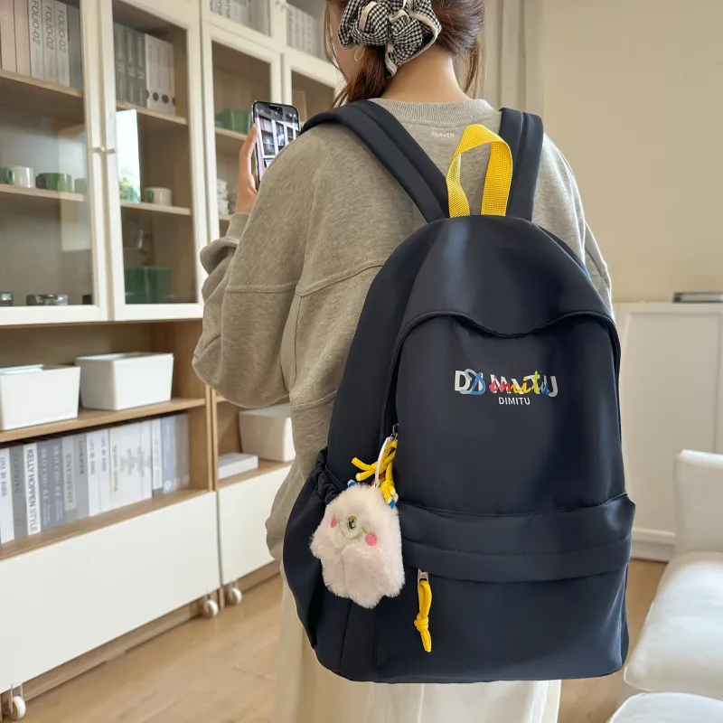 Meow In The Grass Nylon Backpack Unisex Black/White/Coffee/Navy Blue-10