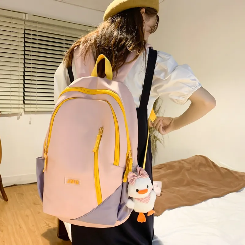 Meow In The Grass Nylon Backpack Unisex Ecru/Black/Pink/Blue-11