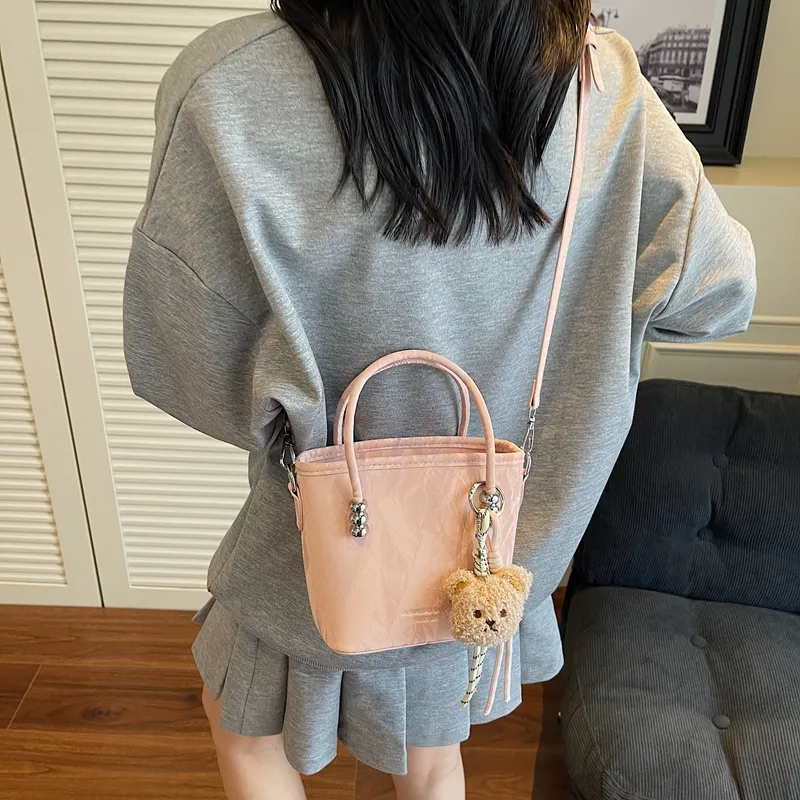 Meow In The Grass PU One Shoulder Handbag Regular Women's Pink/Black/Ecru/Silver-10