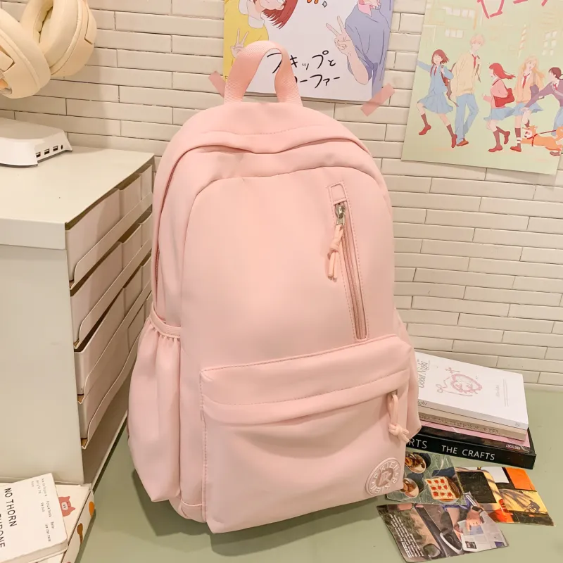 Meow In The Grass Nylon Backpack Unisex Black/Pink/Blue/Yellow/Khaki/Green/Purple-9
