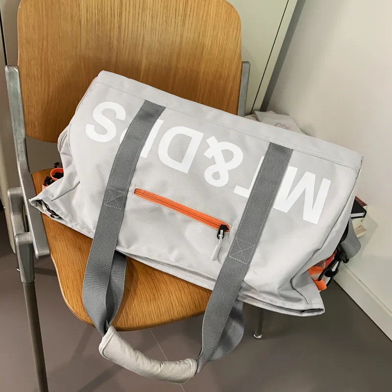 Meow In The Grass Nylon Travel Bag Unisex Black/Gray-5