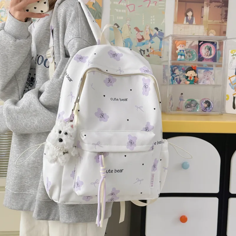 Meow In The Grass Nylon Backpack Regular Women's Multicolor-13