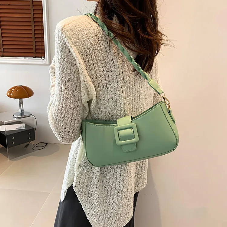 Meow In The Grass PU Shoulder Bag Women's Black/White/Beige/Green/Khaki-26