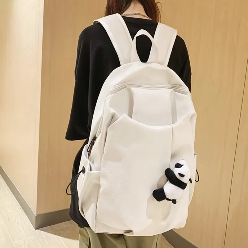 Meow In The Grass PU Backpack Regular Unisex Black/White/Gray-5