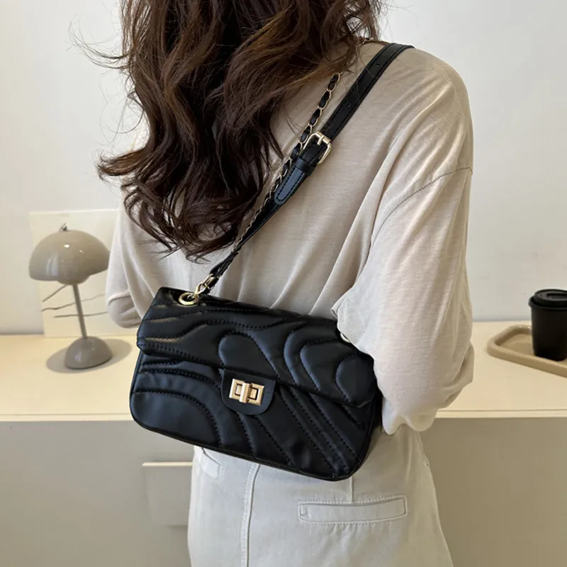 Meow In The Grass PU Shoulder Bag Women's Black/Ecru/Silver-1