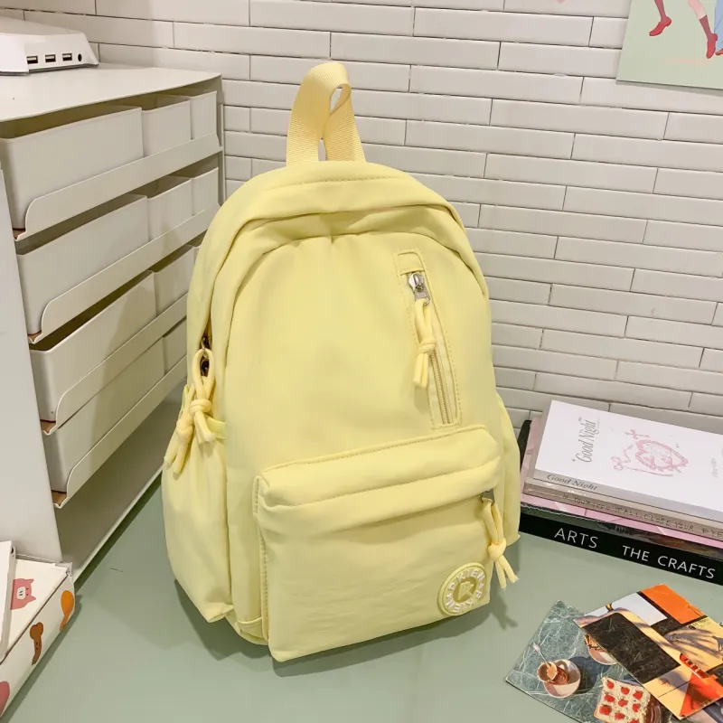 Meow In The Grass Nylon Backpack Unisex Black/Pink/Blue/Yellow/Khaki/Green/Purple-19