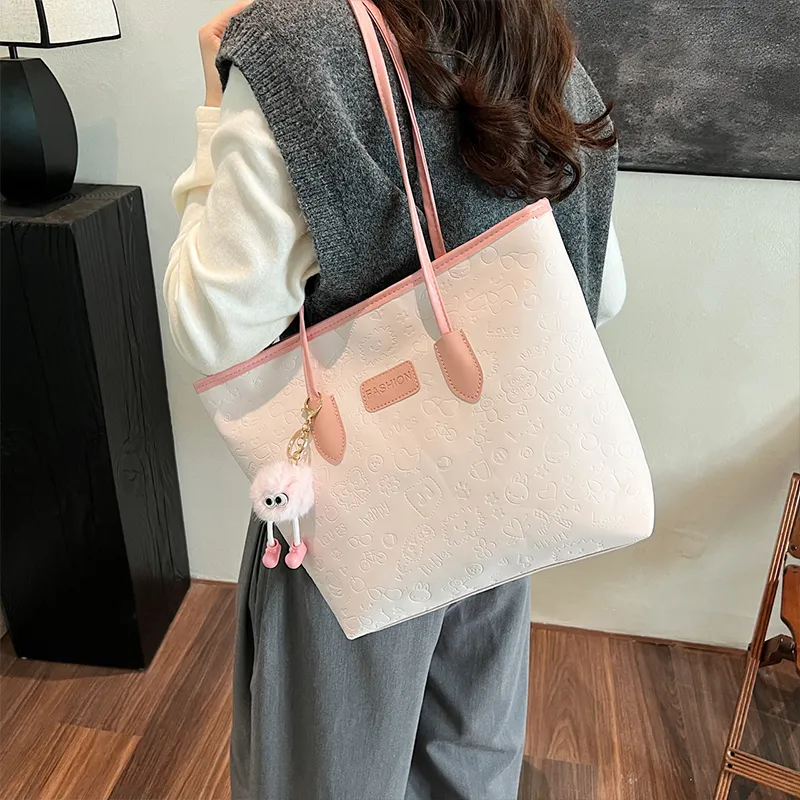 Meow In The Grass PU Shoulder Bag Regular Unisex Black/Pink/Khaki-7