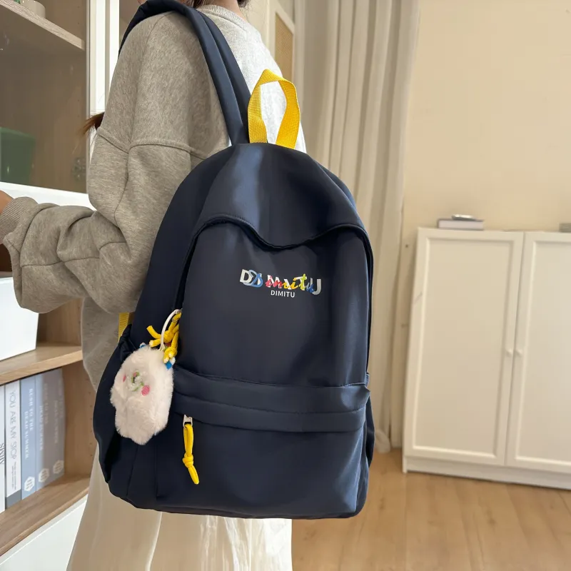 Meow In The Grass Nylon Backpack Unisex Black/White/Coffee/Navy Blue-12