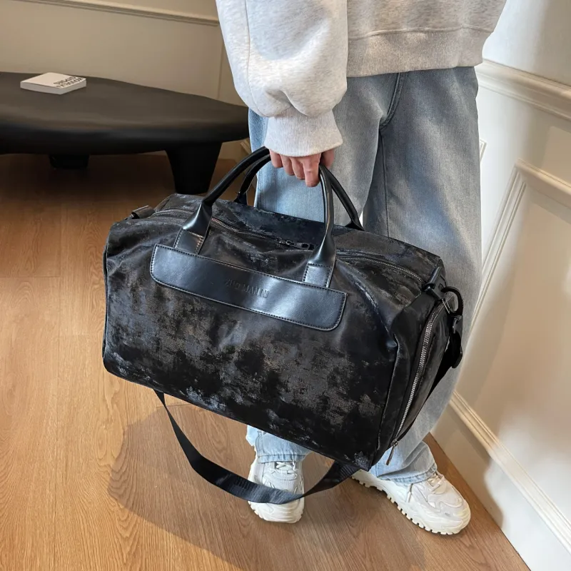 Meow In The Grass PU Travel Bag Unisex Khaki/Gray/Black/Pink-9