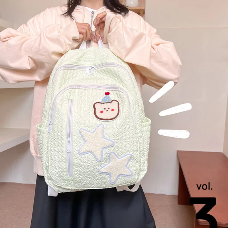 Meow In The Grass Canvas Backpack, Backpack, Backpack Regular Unisex Black/Light Yellow/Light Green/Light Blue-7