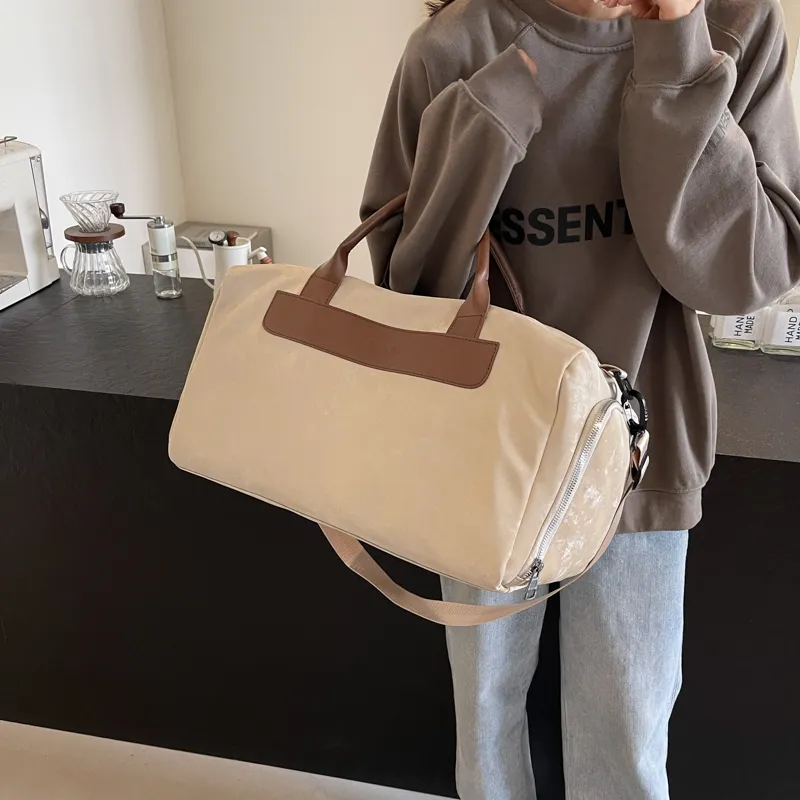 Meow In The Grass PU Travel Bag Unisex Khaki/Gray/Black/Pink-6