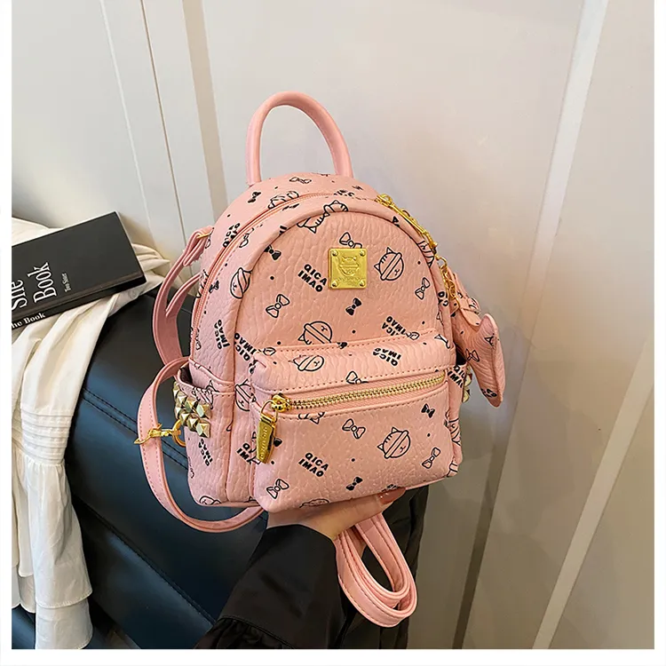 Meow In The Grass PU Backpack Women's Multicolor-16
