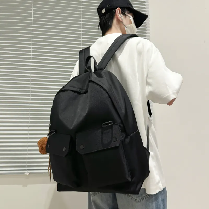 Meow In The Grass Nylon Backpack Unisex Green/Black/Pink-9