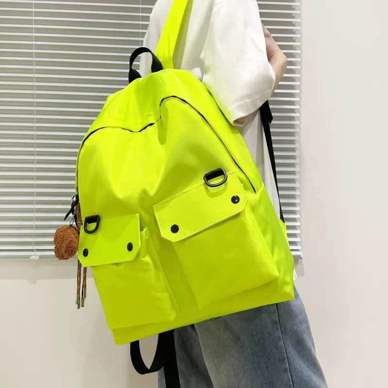 Meow In The Grass Nylon Backpack Unisex Green/Black/Pink-1