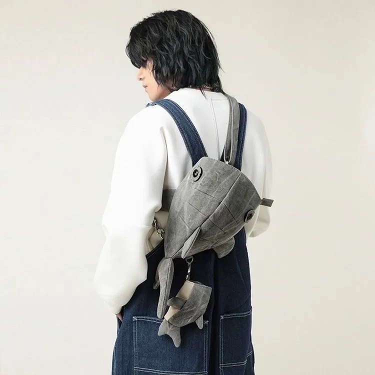 Meow In The Grass Washable Canvas Backpack Unisex Gray-3