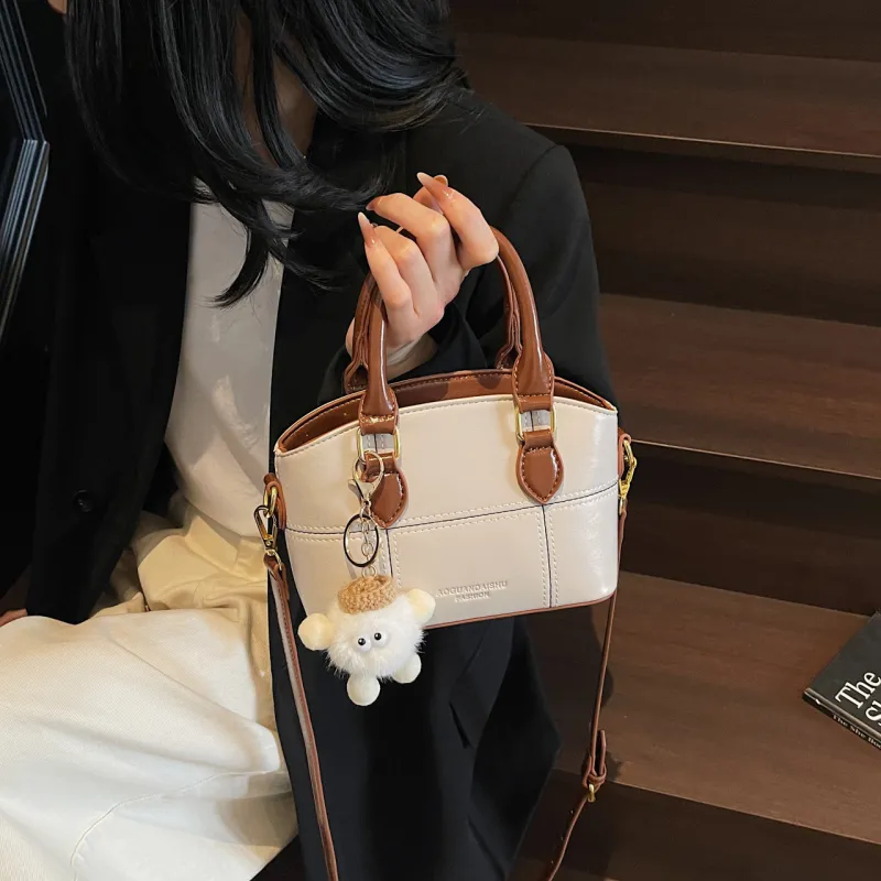 Meow In The Grass PU Handbag Women's Black/Coffee/Ecru-14