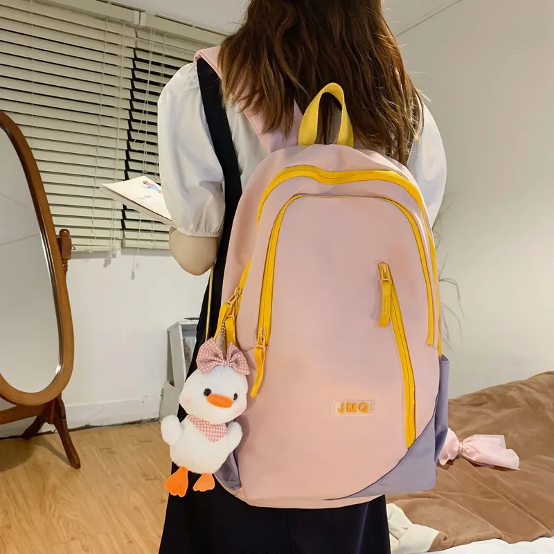 Meow In The Grass Nylon Backpack Unisex Ecru/Black/Pink/Blue-8
