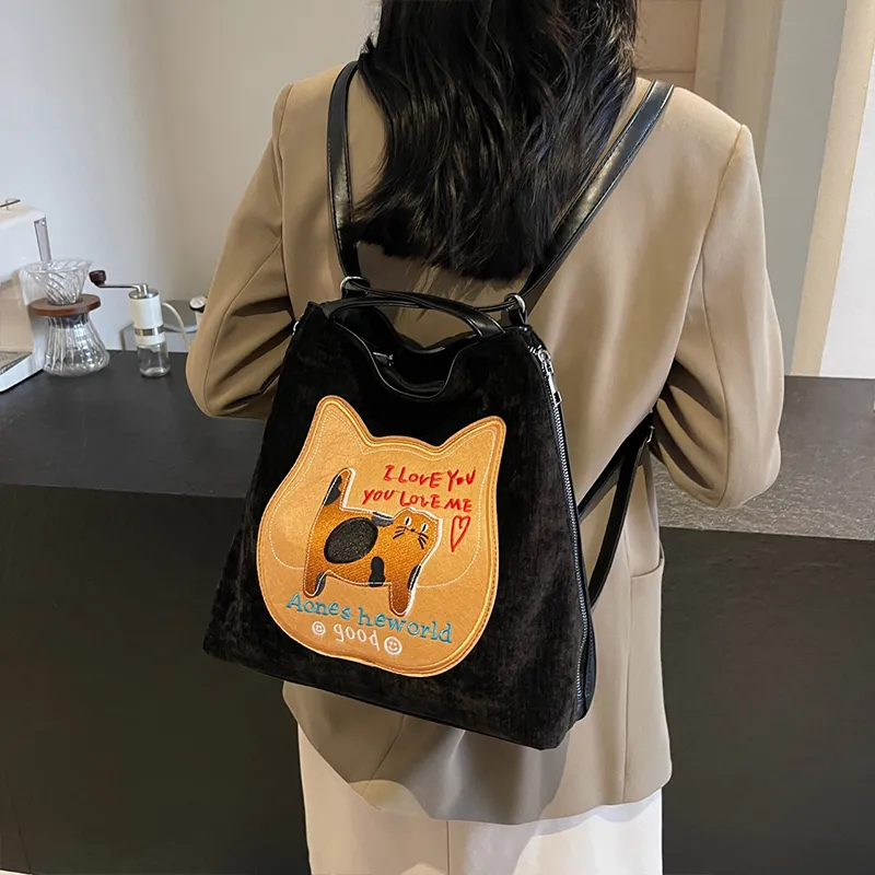 Meow In The Grass PU Shoulder Bag Handbag Tote Bag Regular Women's Coffee/Black/Gray/Pink-7