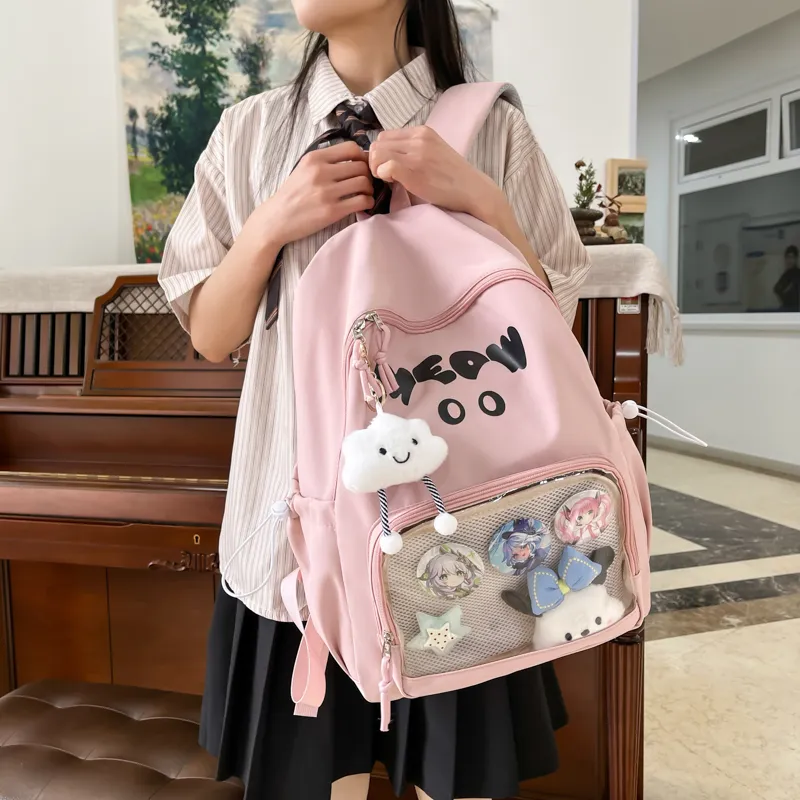 Meow In The Grass Nylon Backpack Unisex Multicolor-24