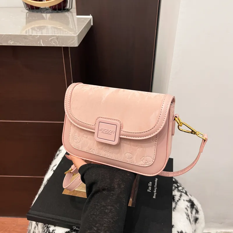 Meow In The Grass PU Crossbody Bag, Shoulder Bag Women's Cream White/Cherry Blossom Pink/Green/Black-7