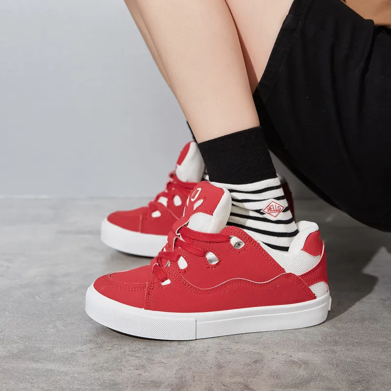 Little Red Man Low-Top Skateboard Shoes Women's Blue Pink-7