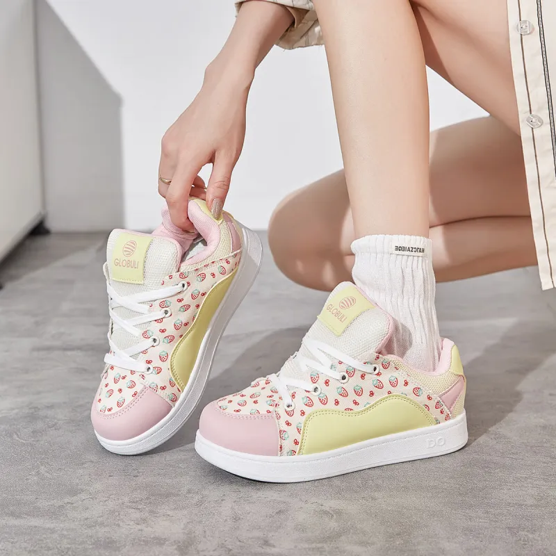 Little Red Man Low-Top Skateboard Shoes Women's Multicolor-1