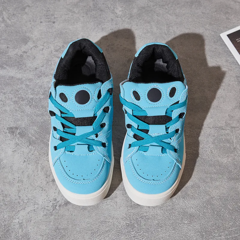 Little Red Man Low-Top Skateboard Shoes Women's Blue Pink-18
