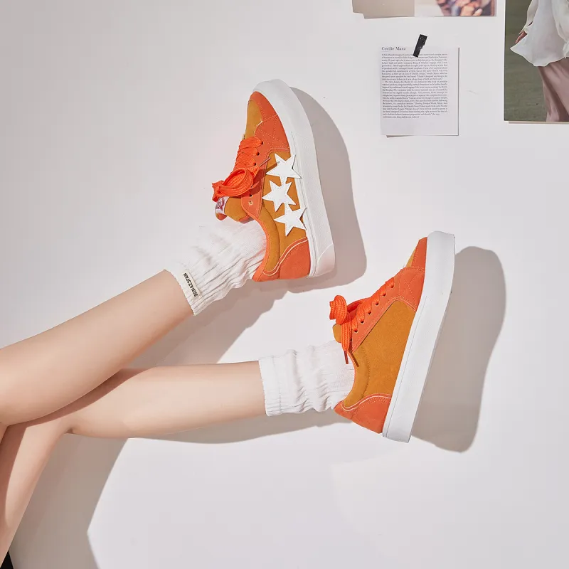 Little Red Man Slip-Resistant Low-Top Skateboard Shoes Women's-1