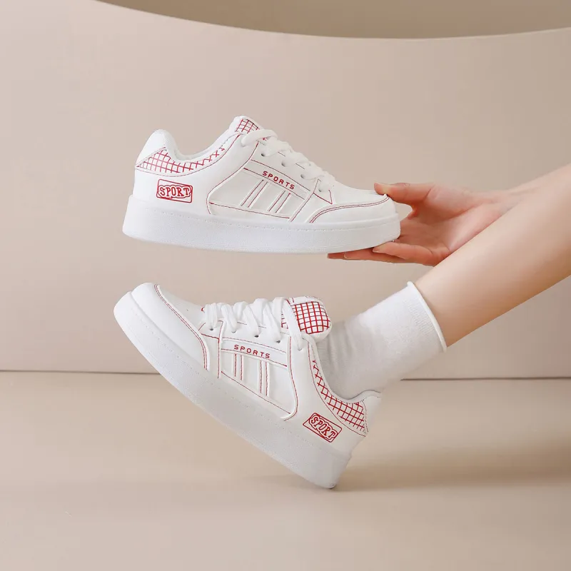 Little Red Man Low Top Skateboard Shoes Women's-7