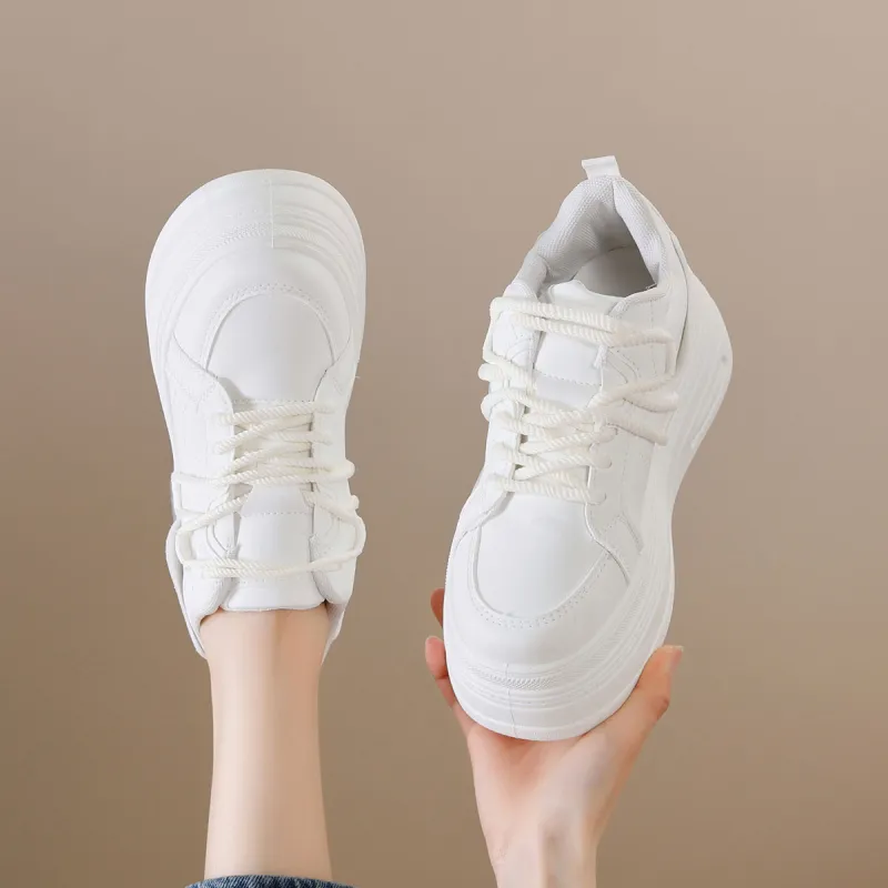 Little Red Man White Sneakers Height Increasing Balance Support Lightweight Low Top Casual Shoes Women's-8
