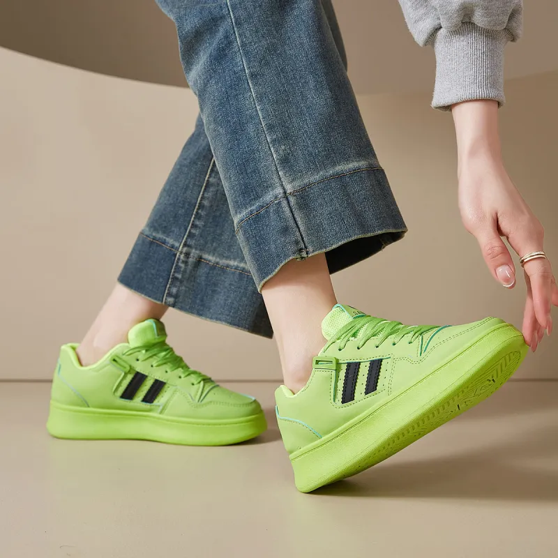Little Red Man Individual Fashion Street Style Low-Top Skateboard Shoes Women's Grass Green-1