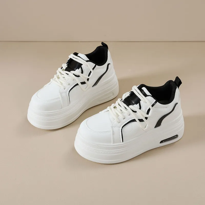 Little Red Man White Sneakers Height Increasing Balance Support Lightweight Low Top Casual Shoes Women's-5