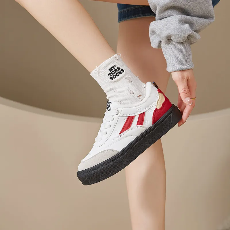 Little Red Man Low Top Skateboard Shoes Women's-8