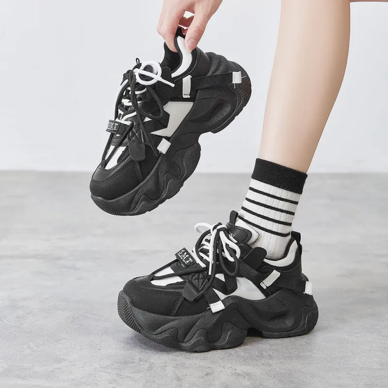 Little Red Man Lightweight Wear Resistant Cushioning Low Top Chunky Sneakers Women's-15