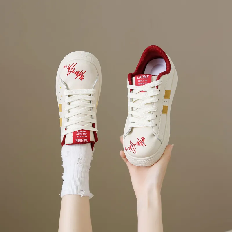 Little Red Man Anti Slip And Wear Resistant Height Increasing Low Top Skateboard Shoes Women's-4