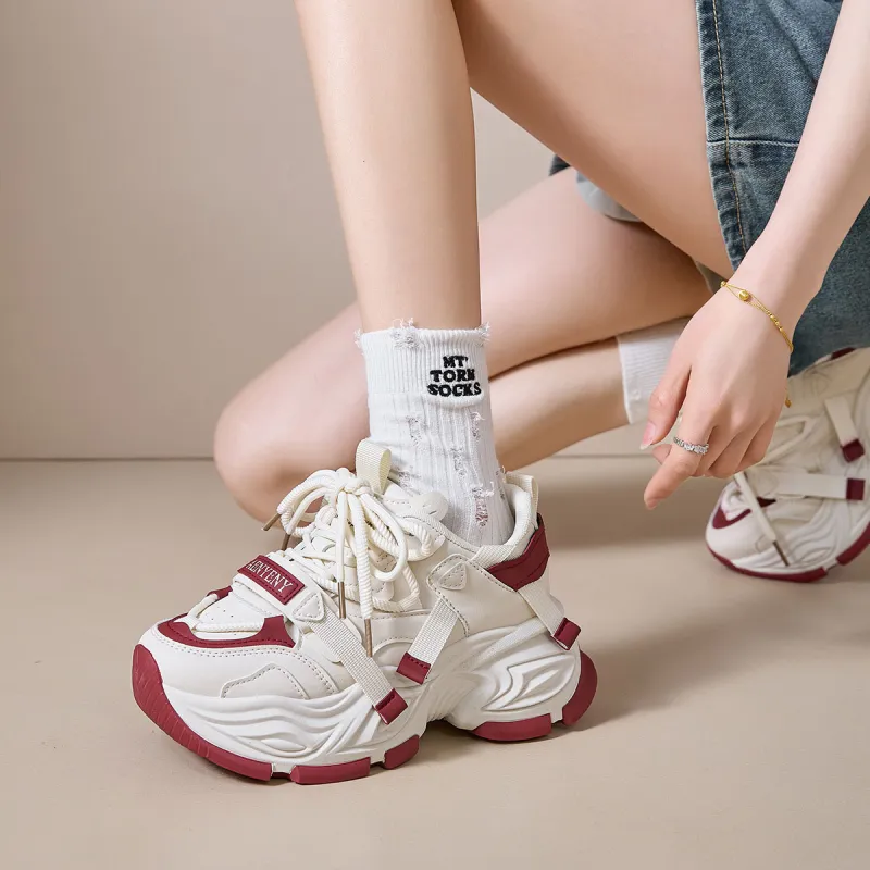 Little Red Man Coverage Low Top Chunky Sneakers Women's-2